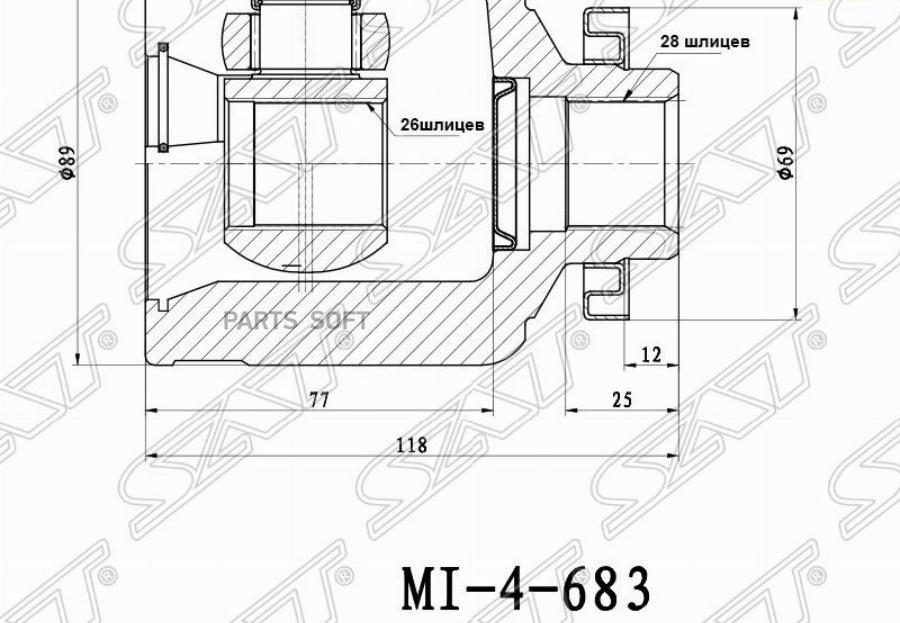 

SAT MI-683 Шрус внутренний RH KIA SORENTO 06-09 1шт