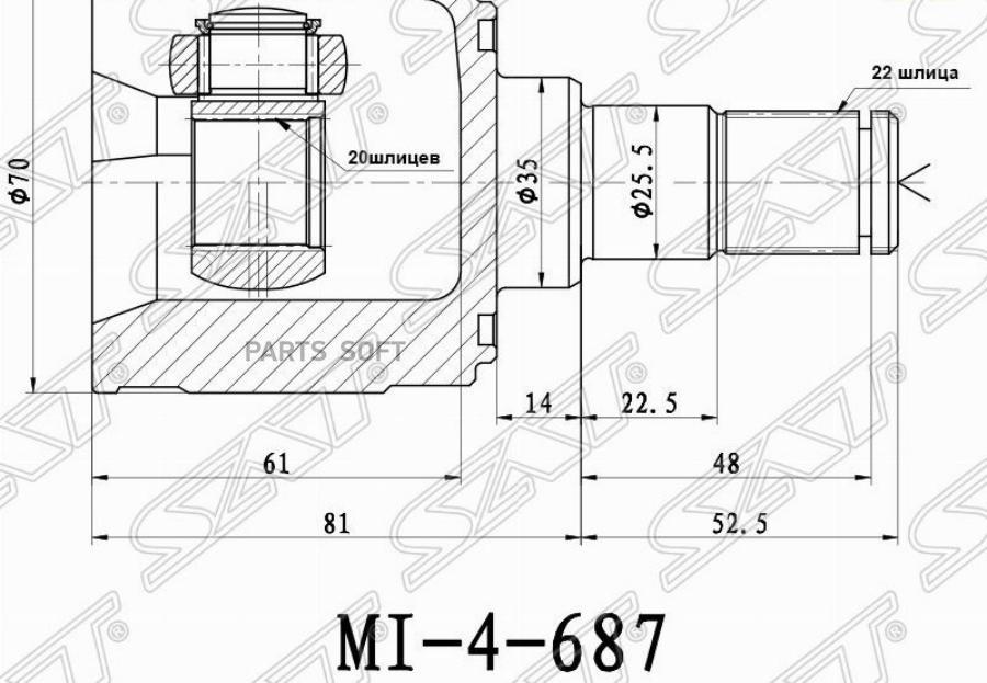 

Шрус Внутренний Kia Picanto 04-11 Sat Mi-687