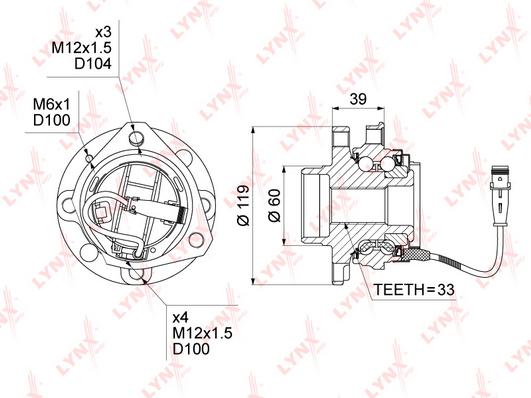 

Подшипник передней ступицы Opel Astra H/Astra H GTC/Astra H Twintop 04>14 Lynx WH1024