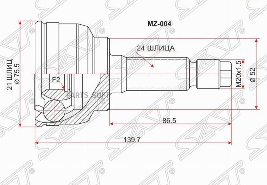 

SAT Шрус наружный MAZDA 323/FAMILIA/DEMIO/FORD FESTIVA B3/5 BJ 85-/KIA RIO 00-05