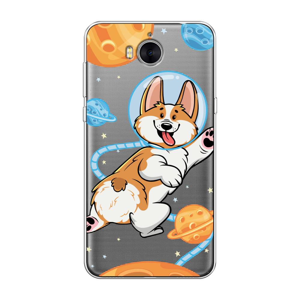 

Чехол на Huawei Y5 2017 "Корги-космонавт", Голубой;бежевый;белый, 62550-1