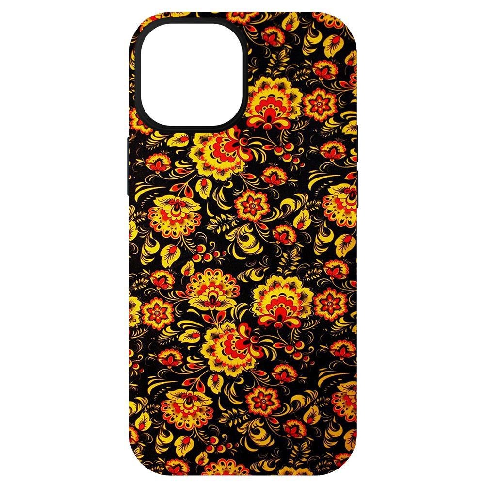 

Чехол-накладка Krutoff Soft Case Хохлома для iPhone 13 mini, Черный