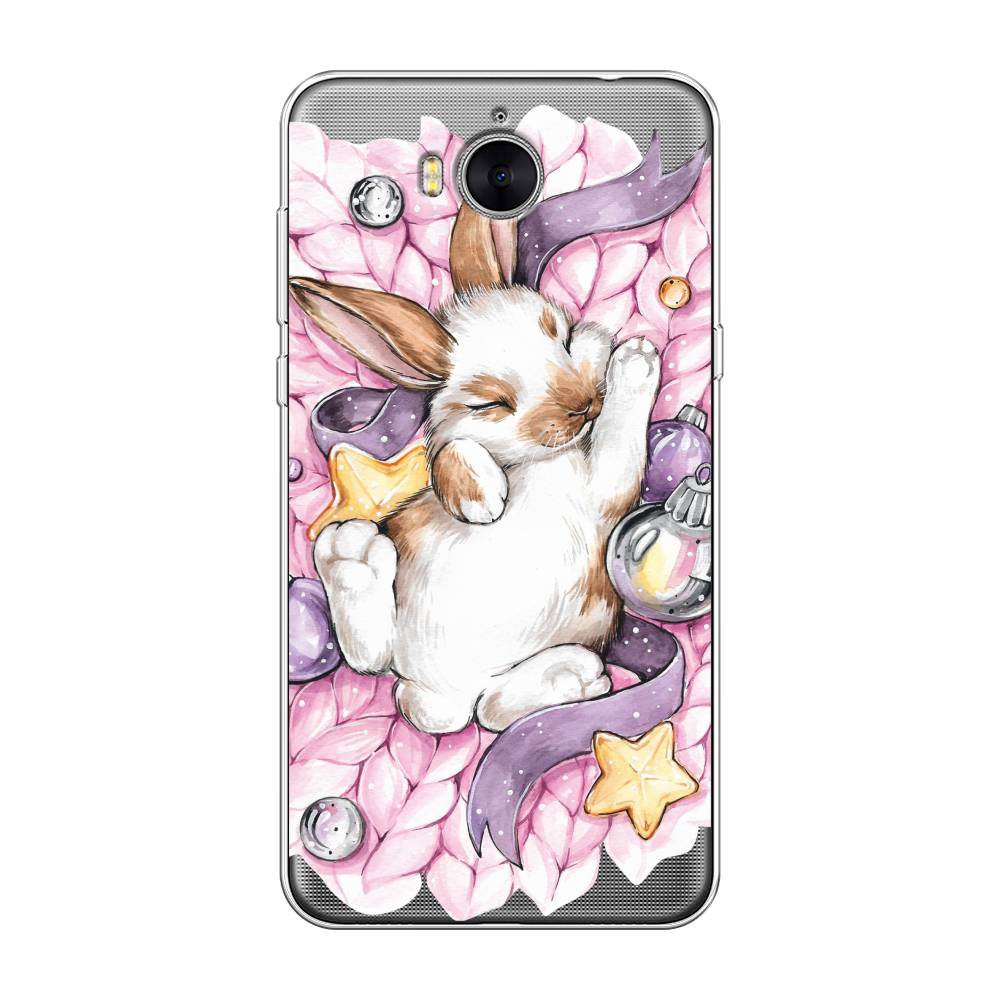 

Чехол на Huawei Y5 2017 "Кролик спит", Розовый;белый, 62550-5