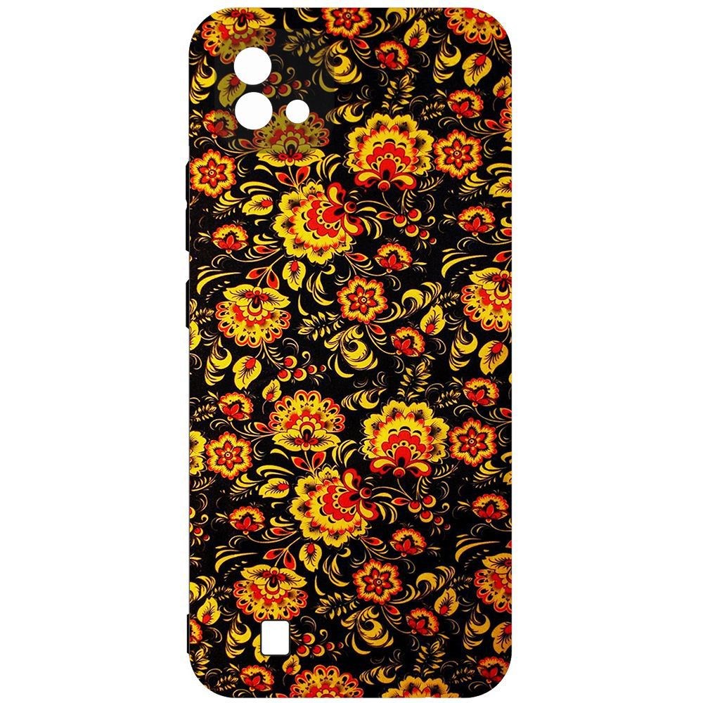 

Чехол-накладка Krutoff Soft Case Хохлома для Realme C20, Черный