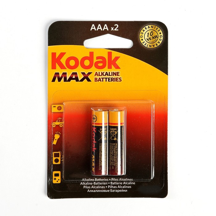 

Батарейка алкалиновая Kodak Max, AAA, LR03-2BL, 1.5В, блистер, 2 шт.