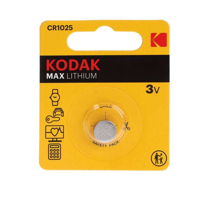 

Батарейка литиевая Kodak Max, CR1025-1BL, 3В, блистер, 1 шт.