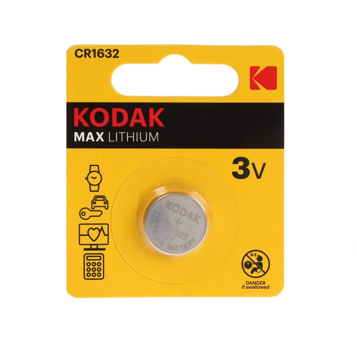 

Батарейка литиевая Kodak Max, CR1632-1BL, 3В, блистер, 1 шт.