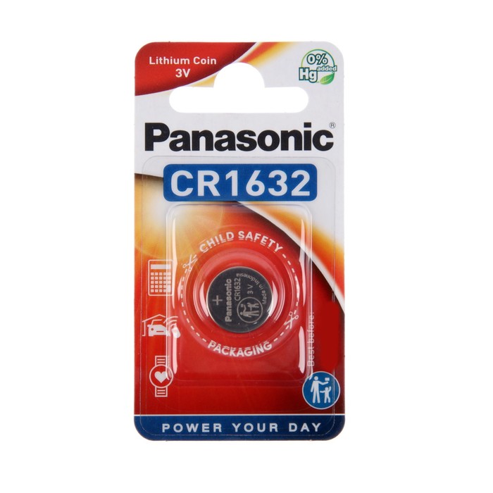 

Батарейка литиевая Panasonic Lithium Power, CR1632-1BL, 3В, блистер, 1 шт