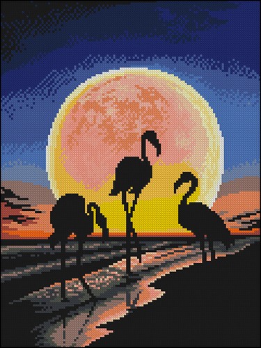 

Фрея Алмазная вышивка Фламинго на закате ALVK-101 30x40 см