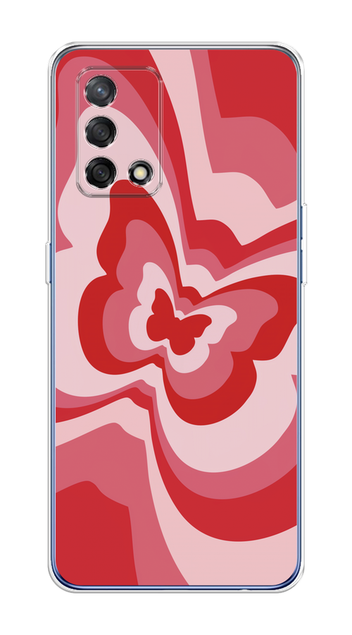 

Чехол на OPPO A74 4G/F19 "Бабочка в стиле хиппи", Красный;розовый, 256050-1