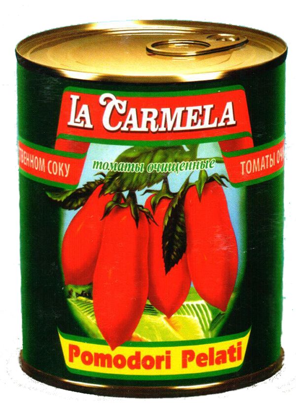 

Помидоры La Carmela очищенные в томатном соке 800 г