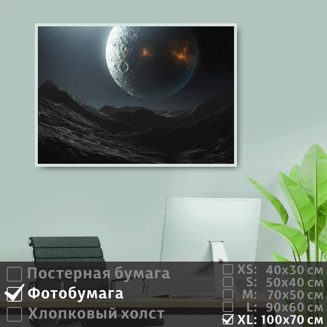 

Постер на фотобумаге ПолиЦентр Луна в космической галактике 100х70 см, ЛунаВКосмическойГалактике1