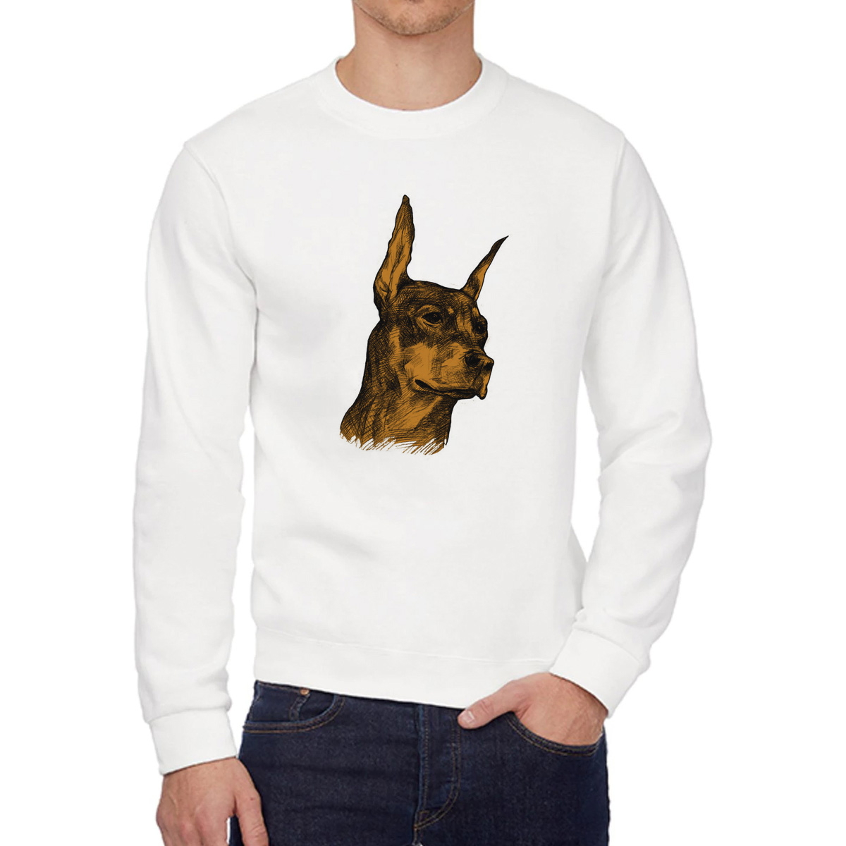 

Свитшот женский CoolPodarok Собака с высокими ушами арт белый 52 RU, 2W015878