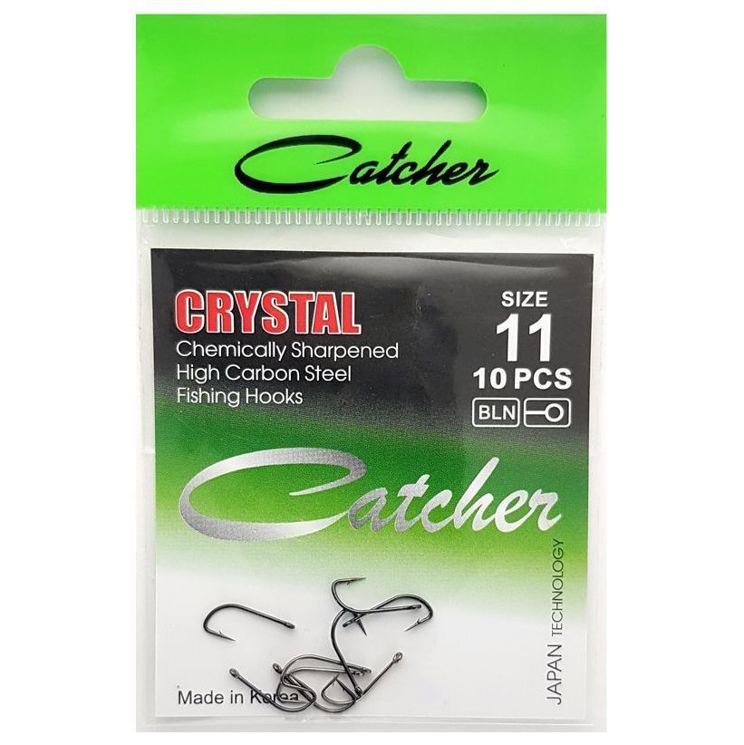 

Одинарные крючки Catcher кристалл №11 BN, с колечком, прямое острие, с бородкой, Черный, CRYSTAL