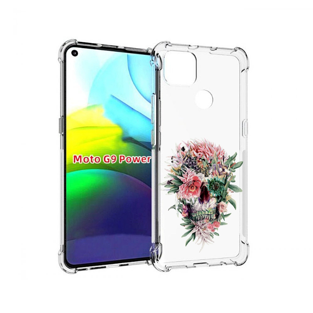 

Чехол MyPads череп из цветов для Motorola Moto G9 Power, Прозрачный, Tocco