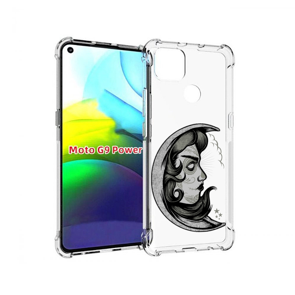 

Чехол MyPads черно белая луна с лицом для Motorola Moto G9 Power, Прозрачный, Tocco