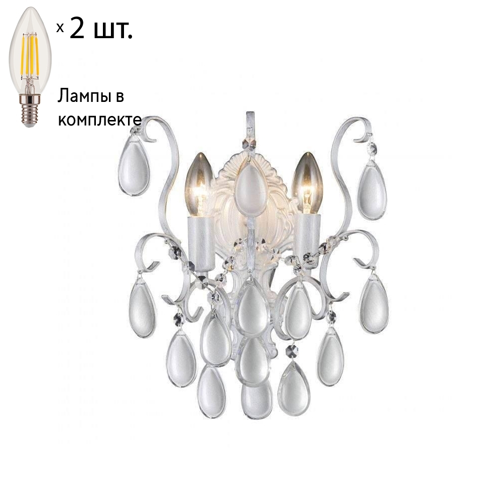 

Бра Crystal Lux с лампочками Sevilia AP2 Silver+Lamps E14 Свеча