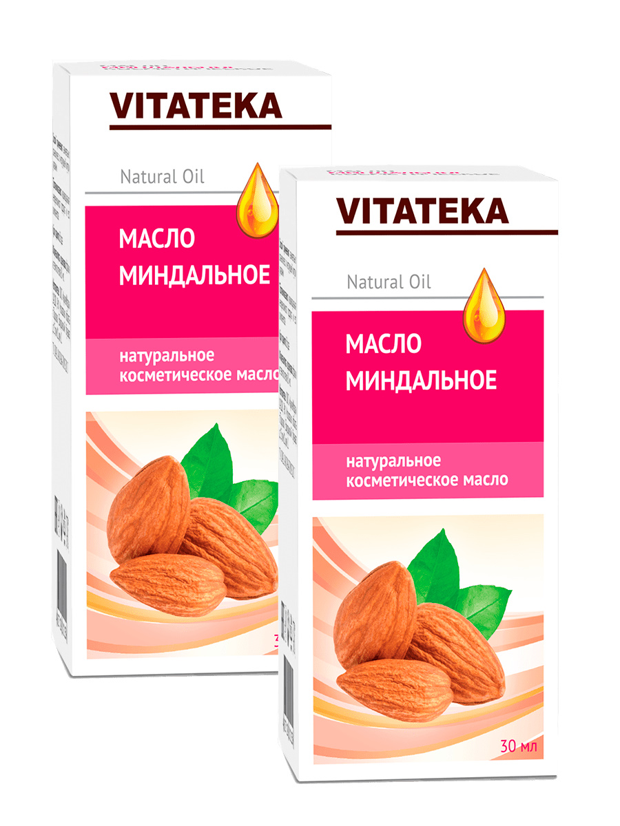 Комплект Косметическое масло Vitateka Миндальное 2 шт по 30 мл набор vitateka косметических масел миндальное 30 мл персиковое 30 мл