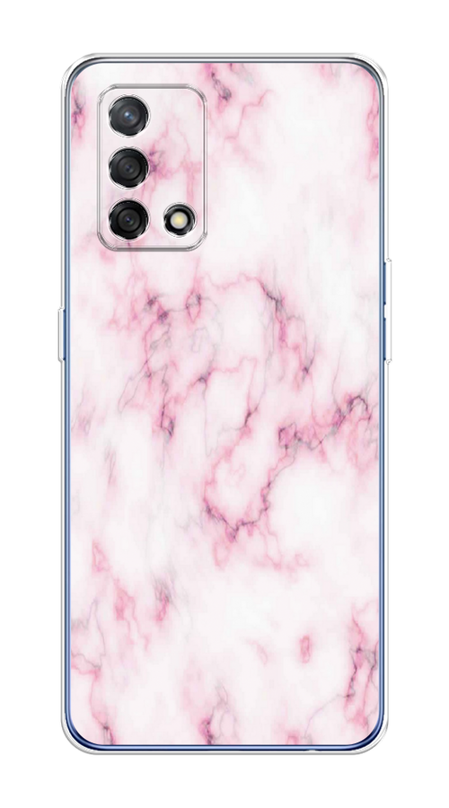 

Чехол на OPPO A74 4G/F19 "Мрамор с розовым", Белый;розовый, 256050-1
