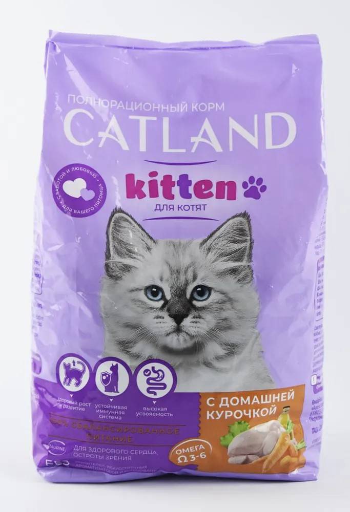 

Сухой корм для котят Catland с домашней курочкой, 1,3 кг