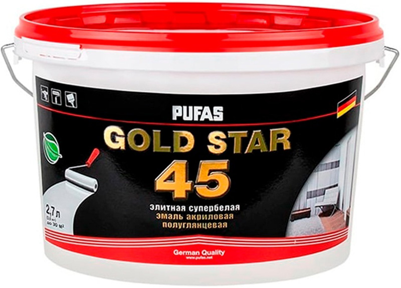 PUFAS Gold Star 45 краска латексная моющаяся полуглянцевая (2,7л)
