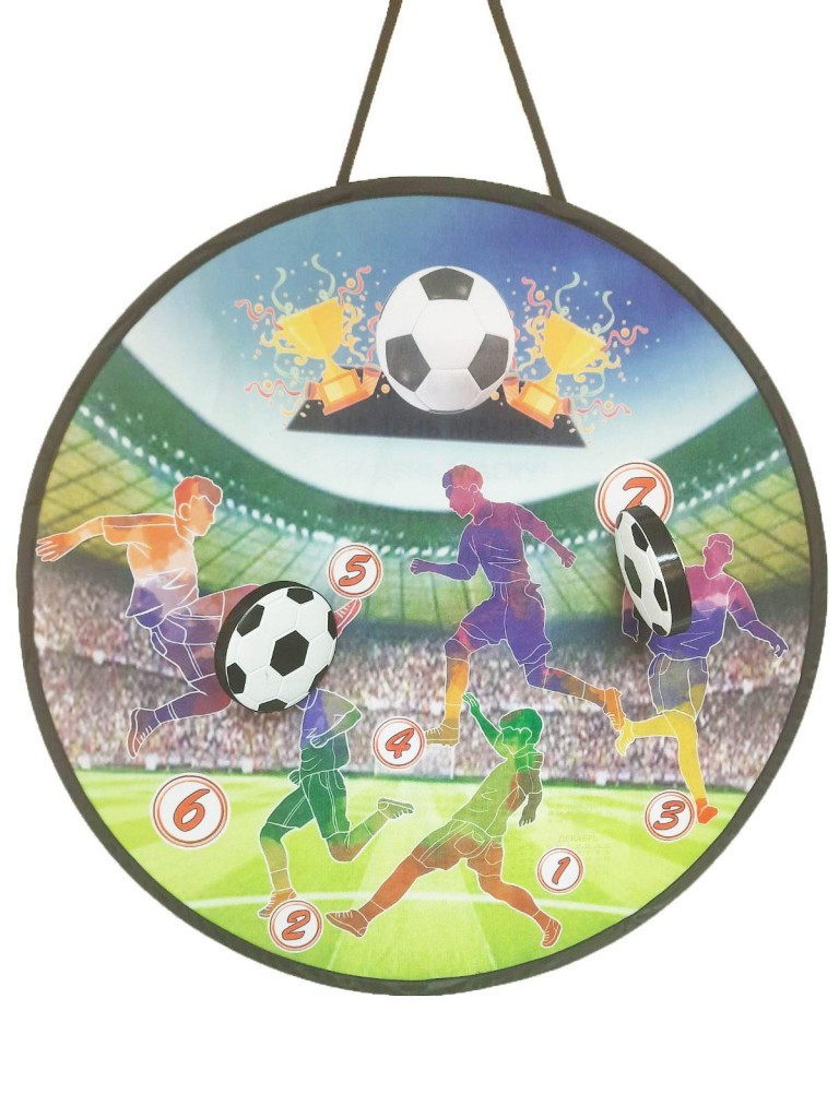 Детский метательный набор с тканевой мишенью 70см и двумя снарядами-липучками, Футбол