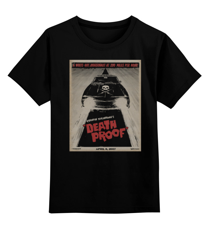 Купить 0000000655311, Детская футболка классическая Printio Death proof, р. 128,