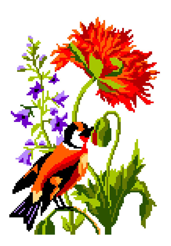 Набор для вышивания Нитекс 2155 Цветы и птица