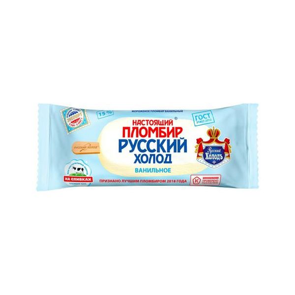 

Мороженое пломбир Настоящий пломбир Русский Холод ванильное 12% 500 г