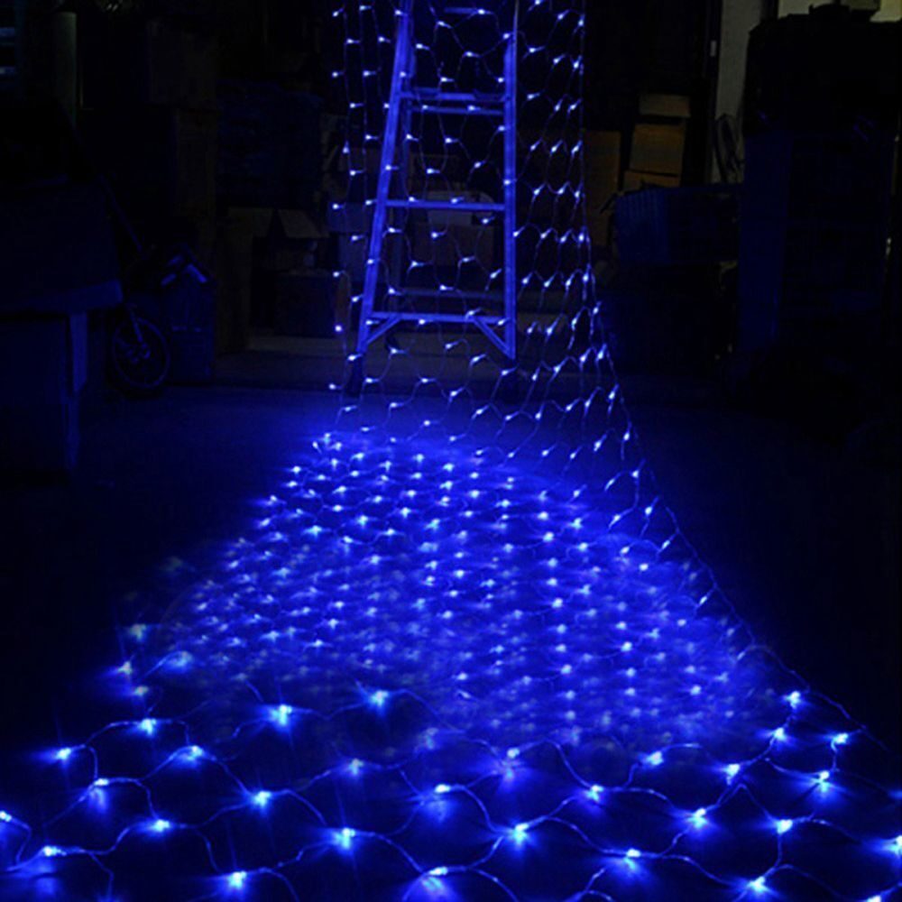 фото Новогодняя светодиодная гирлянда сетка с контроллером и коннектором 2х2 м синяя baziator