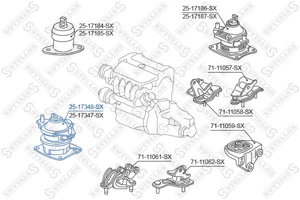 

Подушка двигателя Stellox 2517348SX передняя, Honda Accord Cl 2002-2008