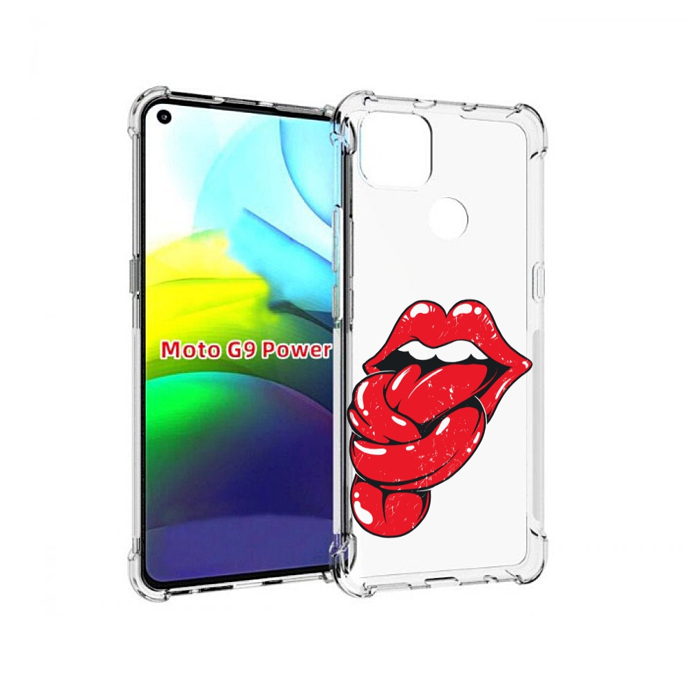 

Чехол MyPads яркие губы с языком для Motorola Moto G9 Power, Прозрачный, Tocco