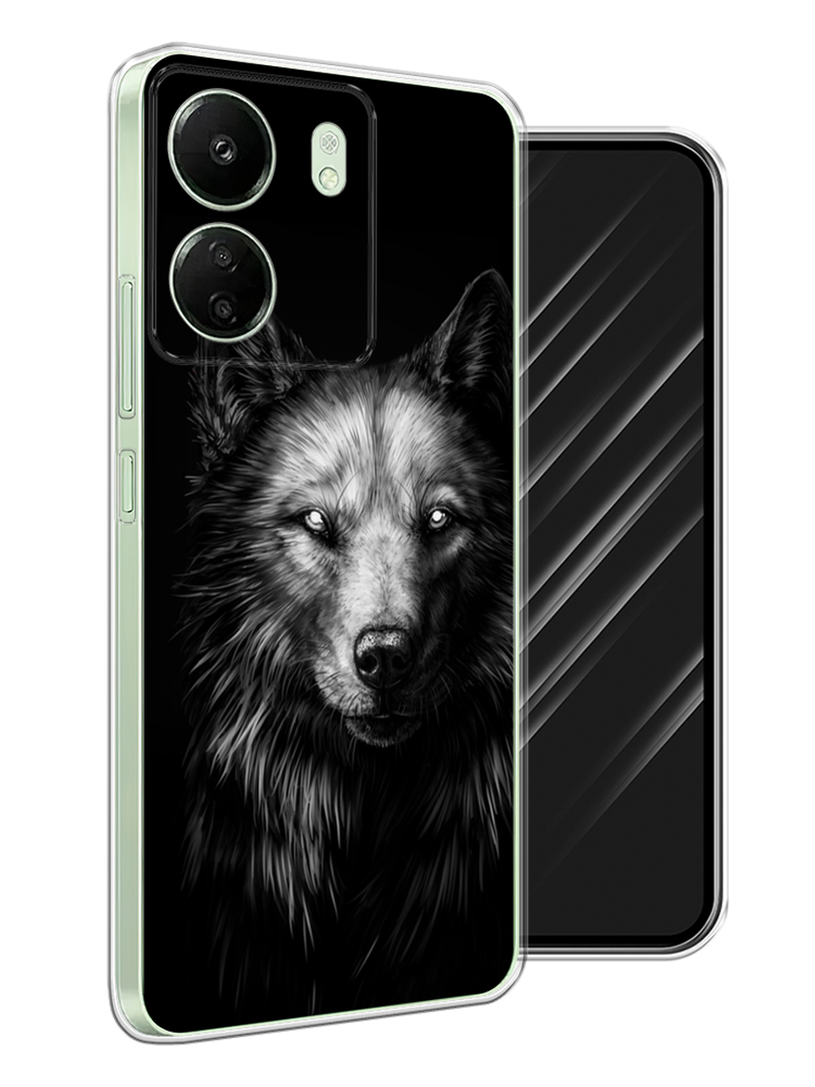 

Чехол Awog на Xiaomi Redmi 13C, Poco C65 "Волк черно белый", Серый;бежевый;белый, 320650-1