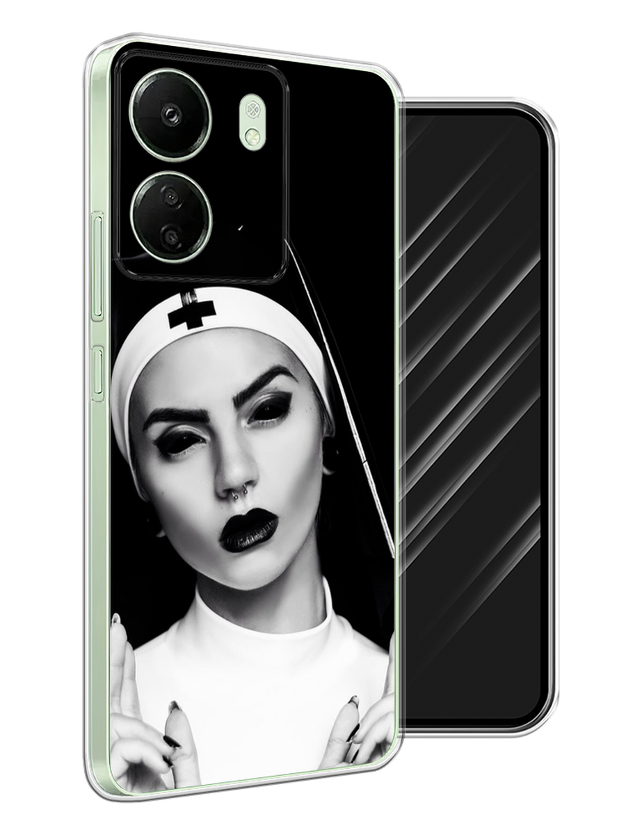 

Чехол Awog на Xiaomi Redmi 13C, Poco C65 "Черная монашка", Серый;черный, 320650-1
