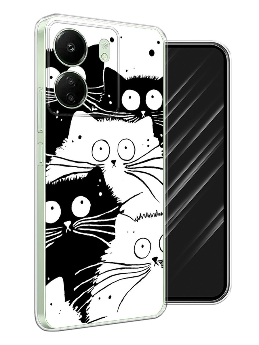 

Чехол Awog на Xiaomi Redmi 13C, Poco C65 "Коты черно-белые", Черный;белый, 320650-1