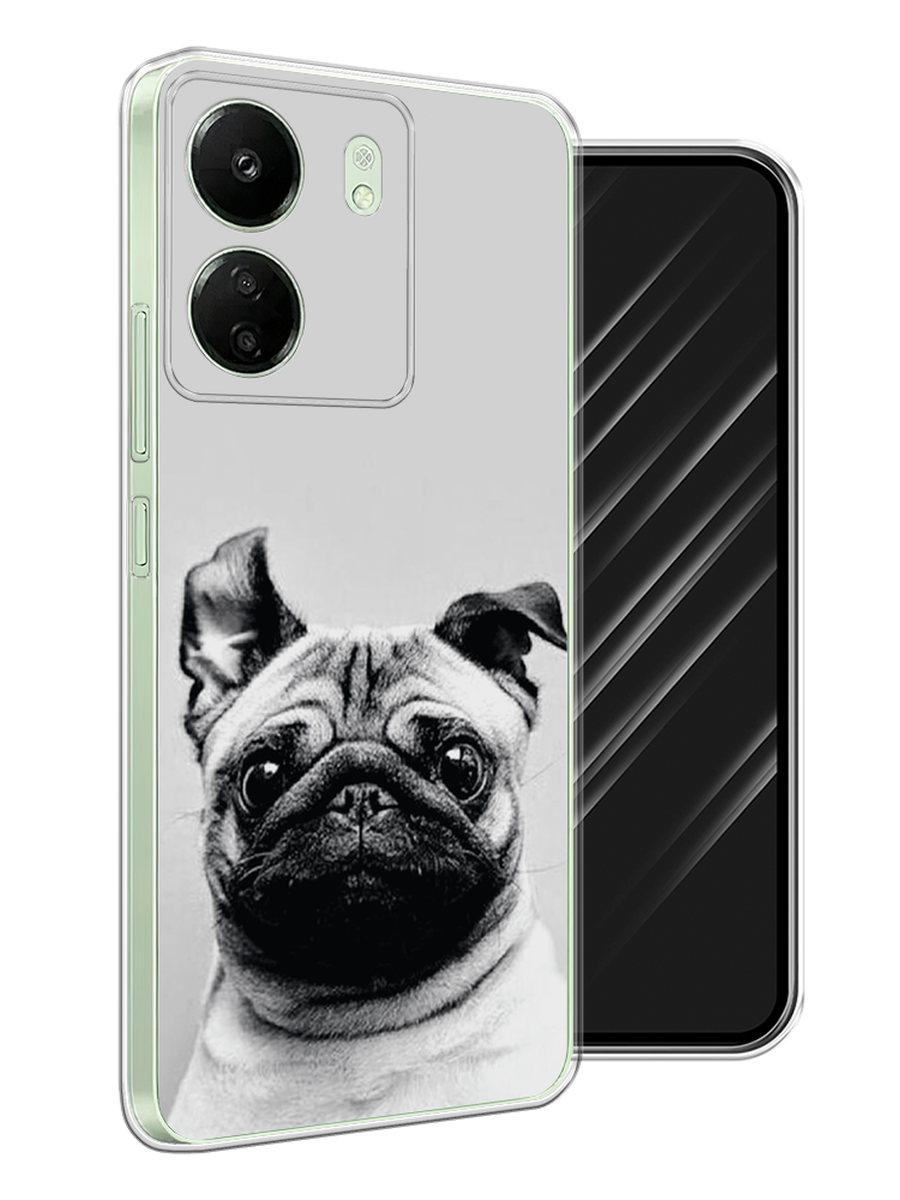 

Чехол Awog на Xiaomi Redmi 13C, Poco C65 "Ушастый мопс", Серый, 320650-1
