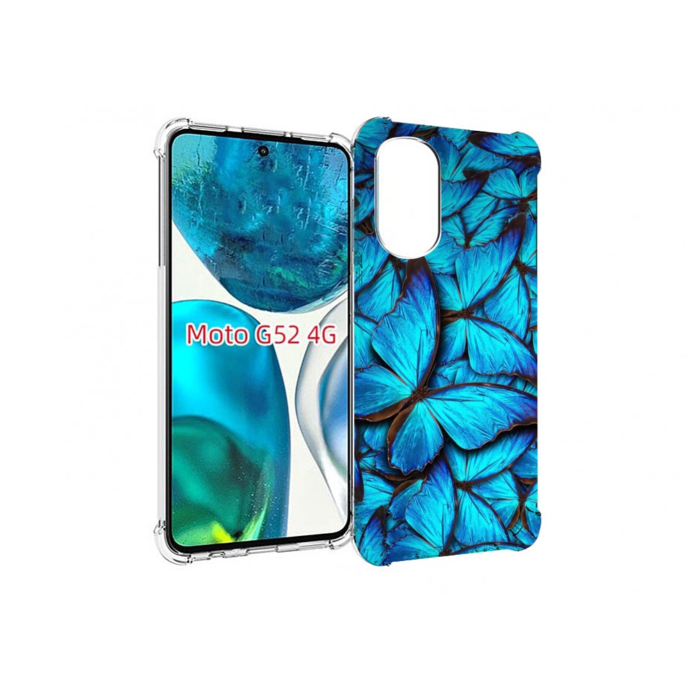 

Чехол MyPads бирюзовые бабочки для Motorola Moto G82 / Moto G52, Прозрачный, Tocco