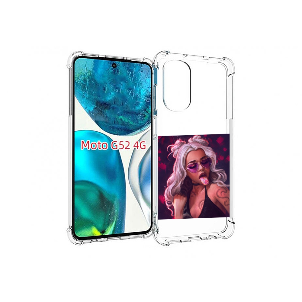 

Чехол MyPads блестящий-язык женский для Motorola Moto G82 / Moto G52, Прозрачный, Tocco