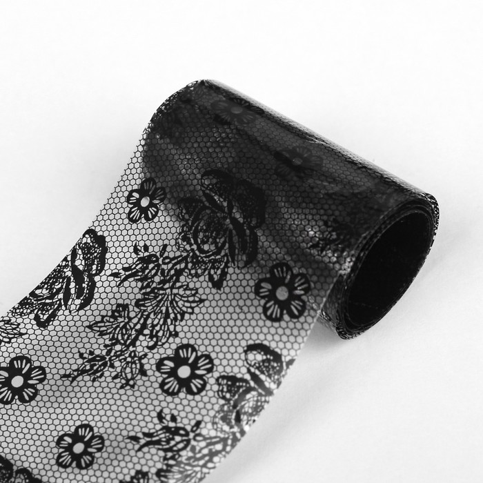 Переводная фольга для декора «Гипюр», 4x50 см, цвет прозрачный/чёрный