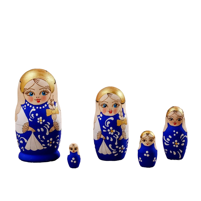 

Матрешка "Жженка", синяя, 5 кукольная