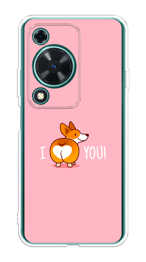 

Чехол на Huawei Nova Y72 "Корги I love you", Розовый;коричневый;белый, 6123650-1