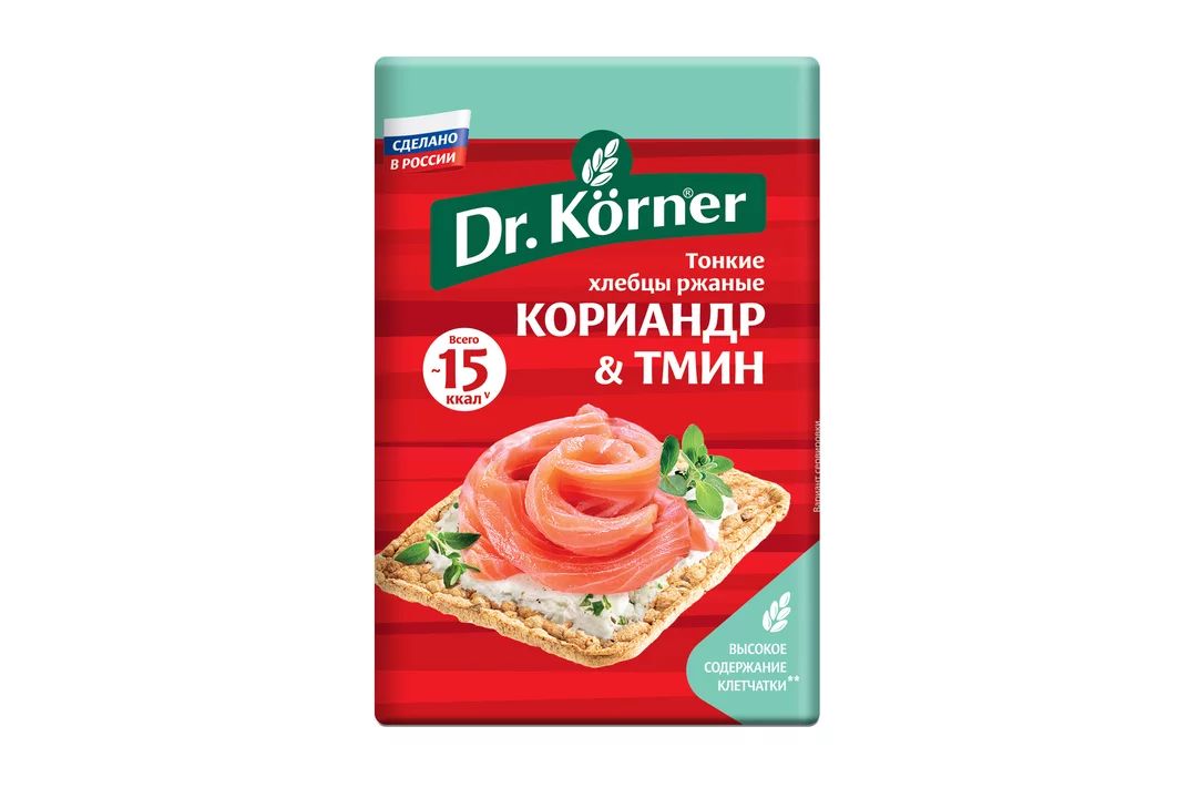 Хлебцы ржаные Dr.Korner хрустящие с кориандром и тмином 100 г