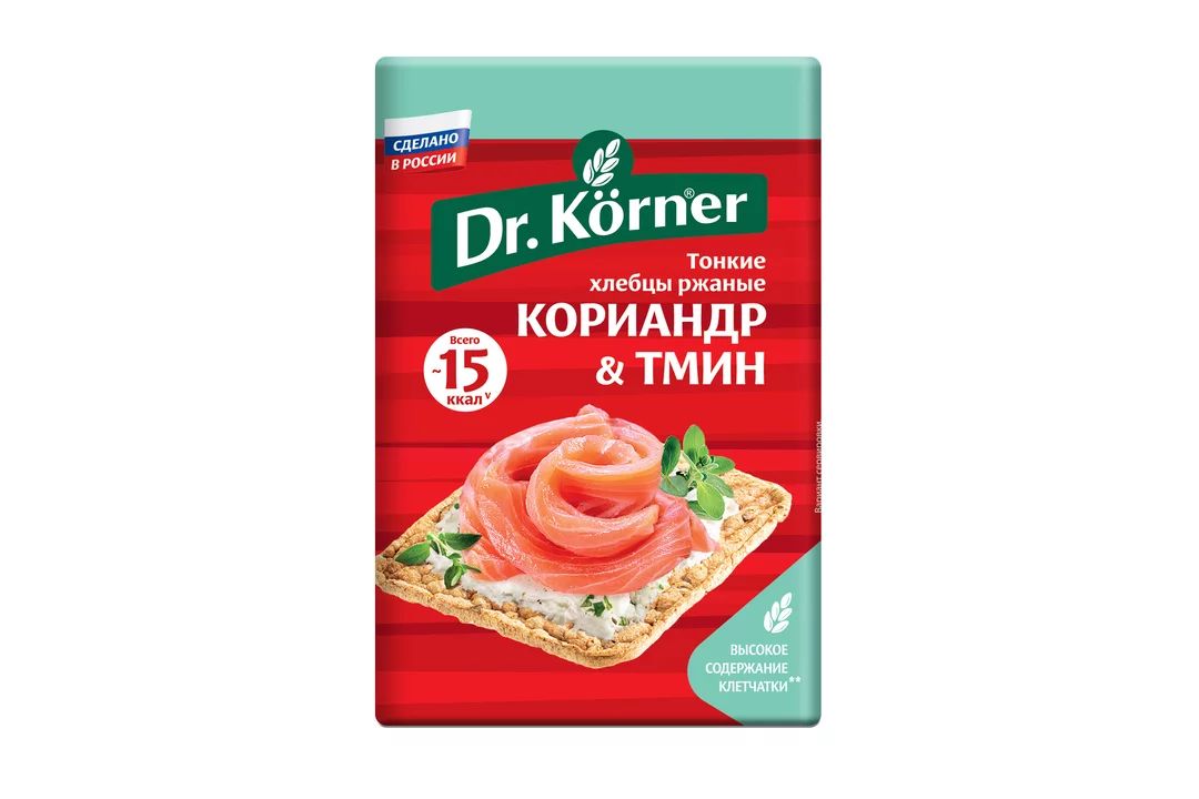 фото Хлебцы ржаные dr.korner хрустящие с кориандром и тмином 100 г