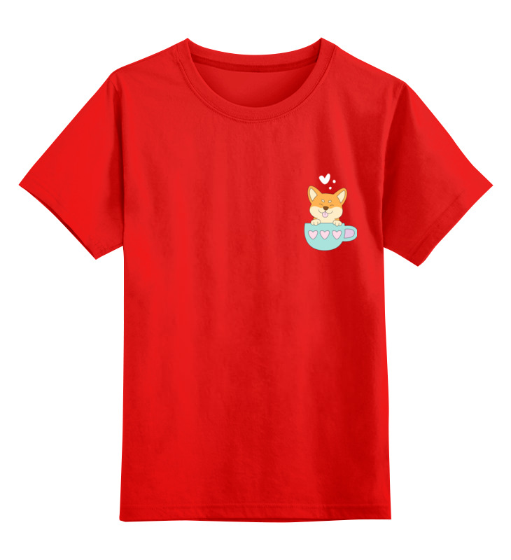 Детская футболка Printio Корги цв.красный р.140