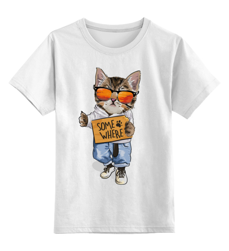 Детская футболка Printio Кот на стиле цв.белый р.140