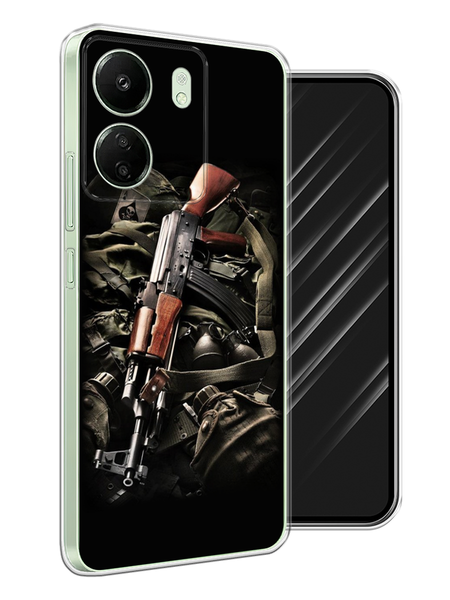 

Чехол Awog на Xiaomi Redmi 13C, Poco C65 "Автомат", Черный;коричневый;серый, 320650-1