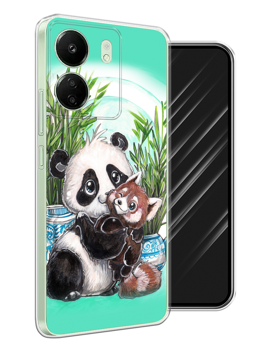 

Чехол Awog на Xiaomi Redmi 13C, Poco C65 "Друзья зверята", Бирюзовый;белый;черный, 320650-1