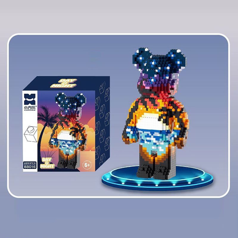 Конструктор 3D XIAOFANGLE Bearbrick медведь день ночь 2891 мини дет 33 см 88016