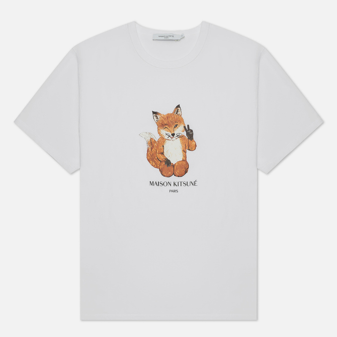 фото Футболка мужская maison kitsune hm00130kj0008 белая xl