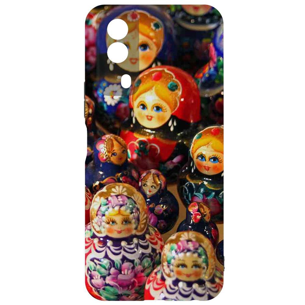 

Чехол-накладка Krutoff Soft Case Матрешка для Vivo Y53s, Черный